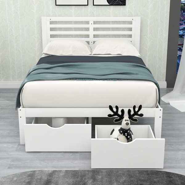 Red Barrel Studio® Wood Storage Bed,Full Size Wood Platform Bed with Two Drawers Wayfair Canada